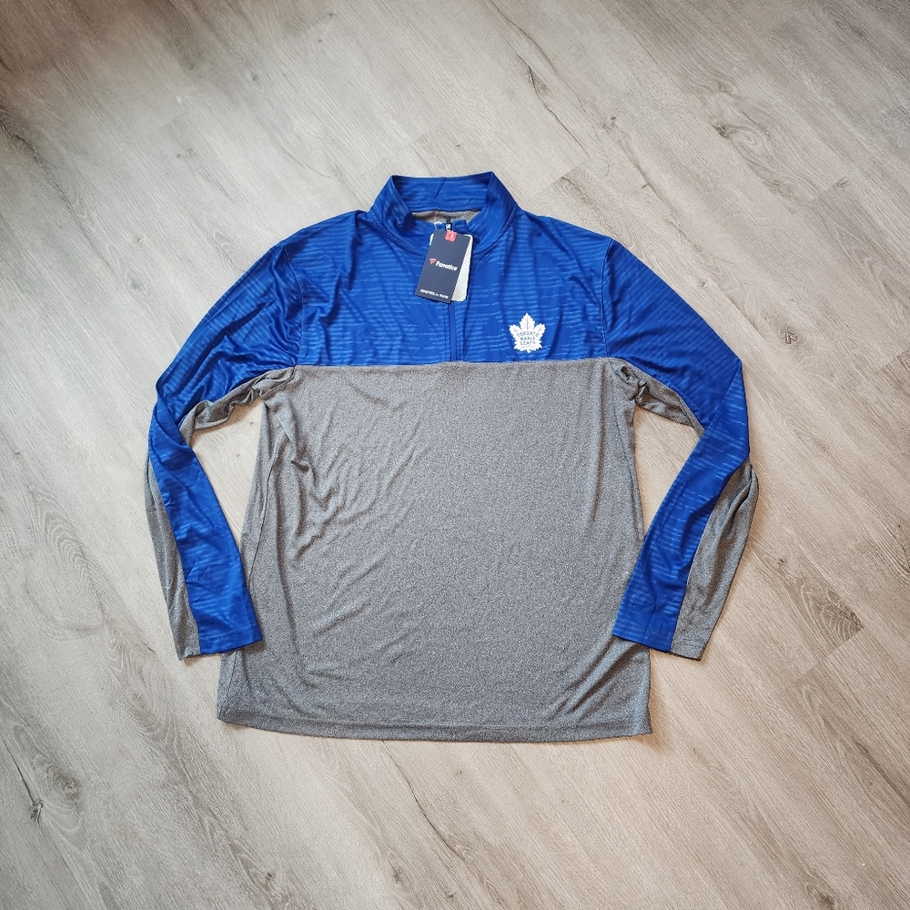 Mens Toronto Maple Leafs 1/4 Pullover Shirt Jacket Size Large